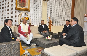 The Governor of Arunachal Pradesh Shri PB Acharya with Chief Minister Shri Pema Khandu, Honble Chief Justice of Gauhati High Court Mr. Justice Shri Ajit Singh and other dignitaries in the High Tea at Raj Bhavan, Itanagar on 28th January 2017